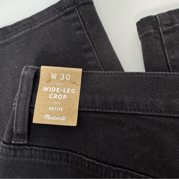 Madewell Black Wide Leg Crop Jeans Size 30P - Picture 4 of 7